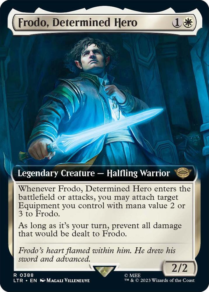 Frodo, Determined Hero (Extended Art) 388 card from Universes Beyond: The Lord of the Rings: Tales of Middle-earth