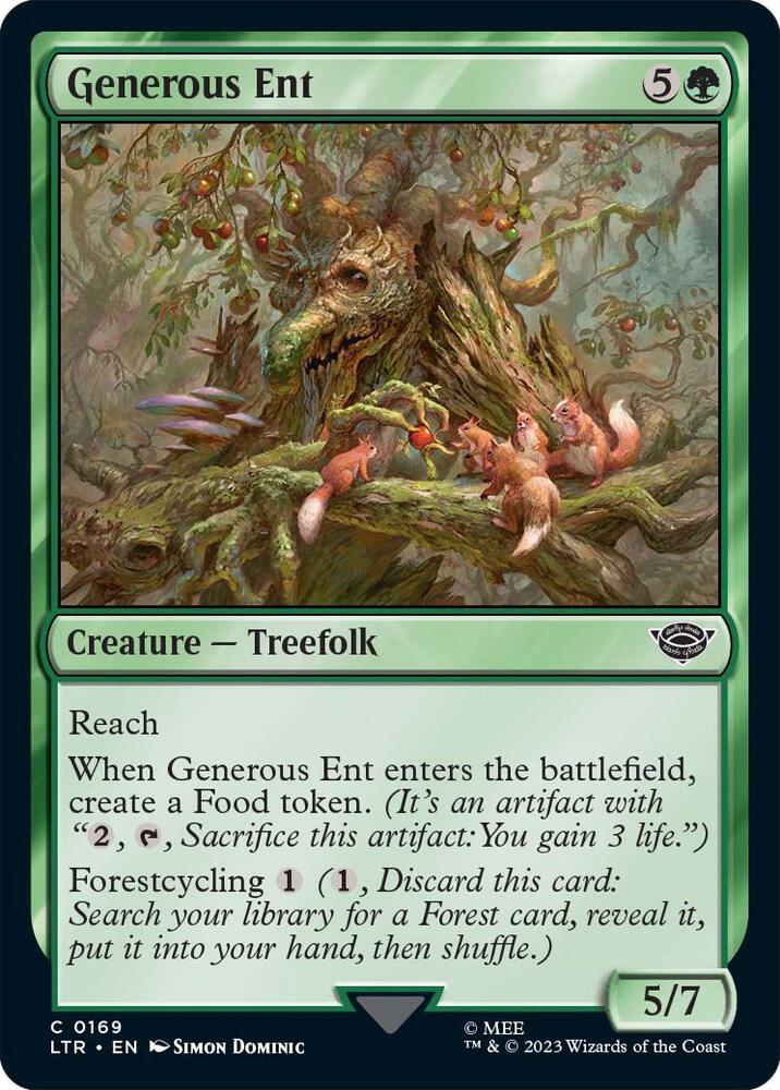 Generous Ent 169 card from Universes Beyond: The Lord of the Rings: Tales of Middle-earth