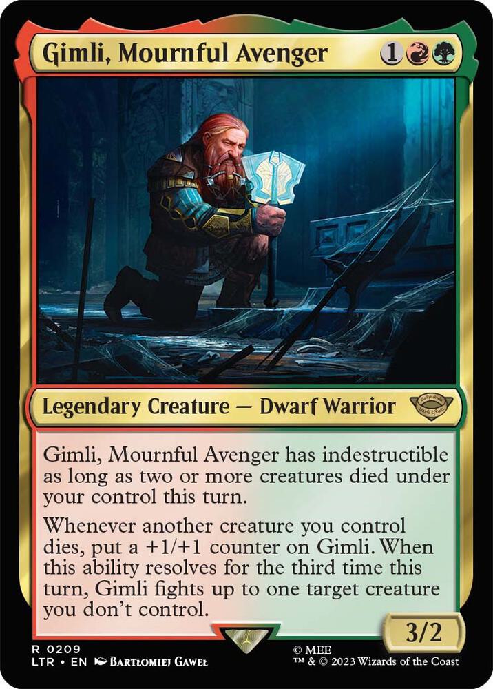 Gimli, Mournful Avenger 209 card from Universes Beyond: The Lord of the Rings: Tales of Middle-earth