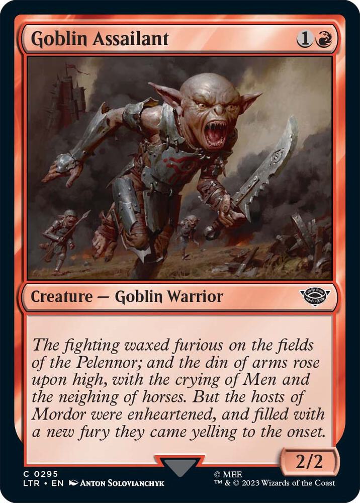 Goblin Assailant 295 card from Universes Beyond: The Lord of the Rings: Tales of Middle-earth