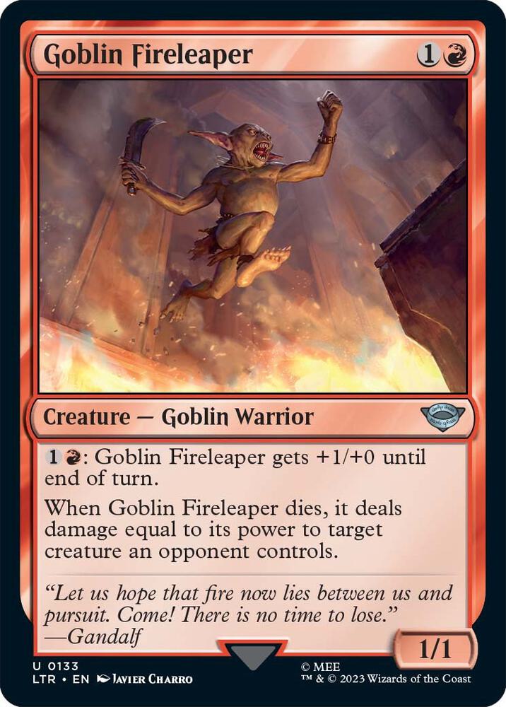Goblin Fireleaper 133 card from Universes Beyond: The Lord of the Rings: Tales of Middle-earth