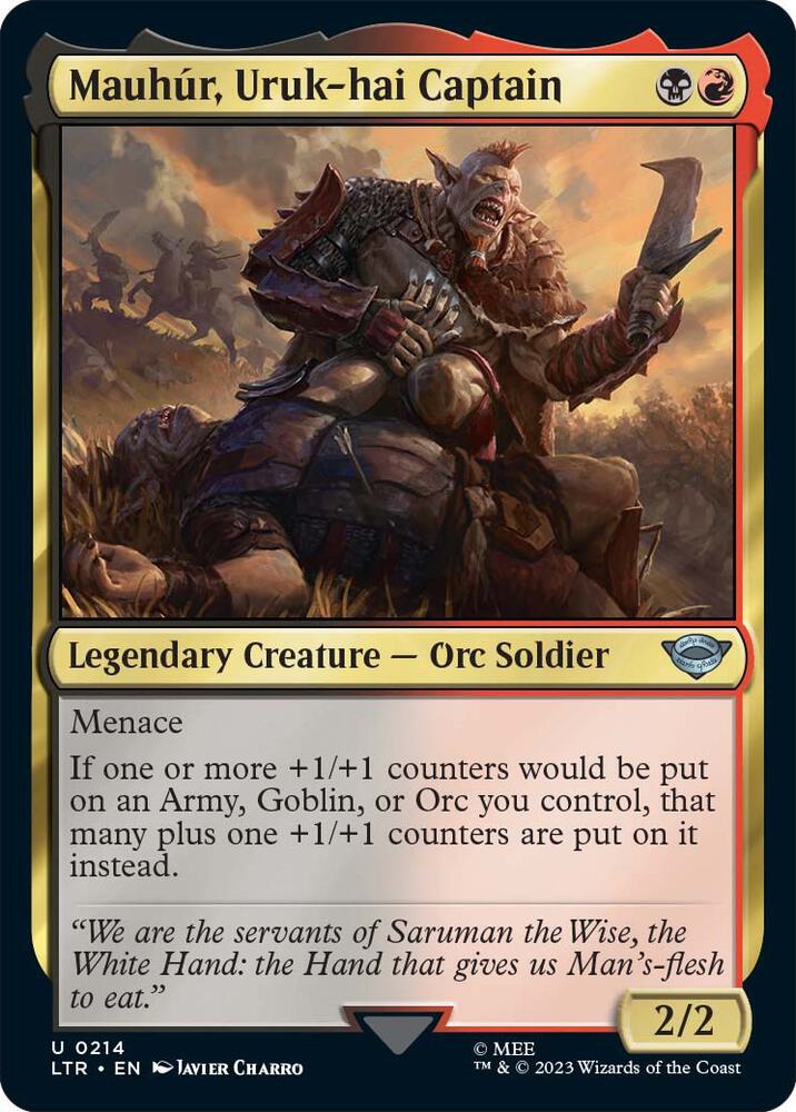 Mauhur, Uruk-hai Captain 214 card from Universes Beyond: The Lord of the Rings: Tales of Middle-earth