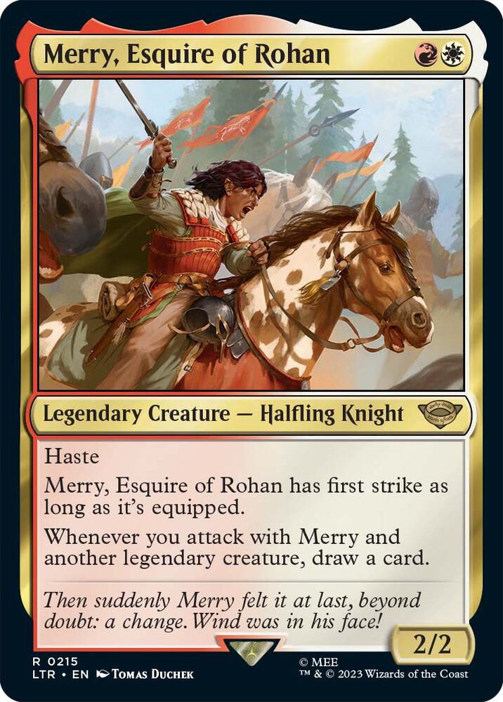 Merry, Esquire of Rohan 215 card from Universes Beyond: The Lord of the Rings: Tales of Middle-earth