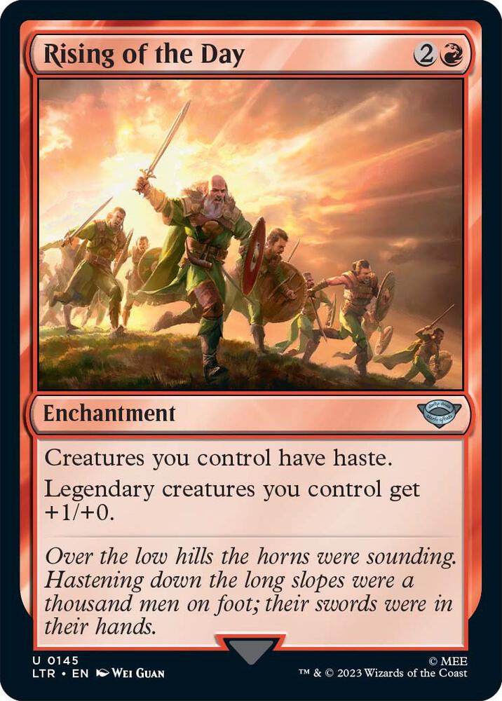 Rising of the Day 145 card from Universes Beyond: The Lord of the Rings: Tales of Middle-earth