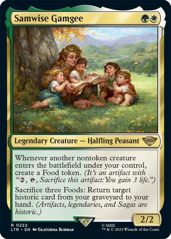 Samwise Gamgee 222 card from Universes Beyond: The Lord of the Rings: Tales of Middle-earth
