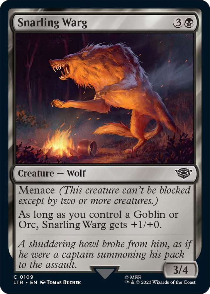 Snarling Warg 109 card from Universes Beyond: The Lord of the Rings: Tales of Middle-earth