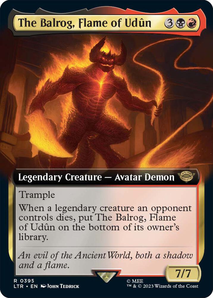 The Balrog, Flame of Udun (Extended Art) 395 card from Universes Beyond: The Lord of the Rings: Tales of Middle-earth
