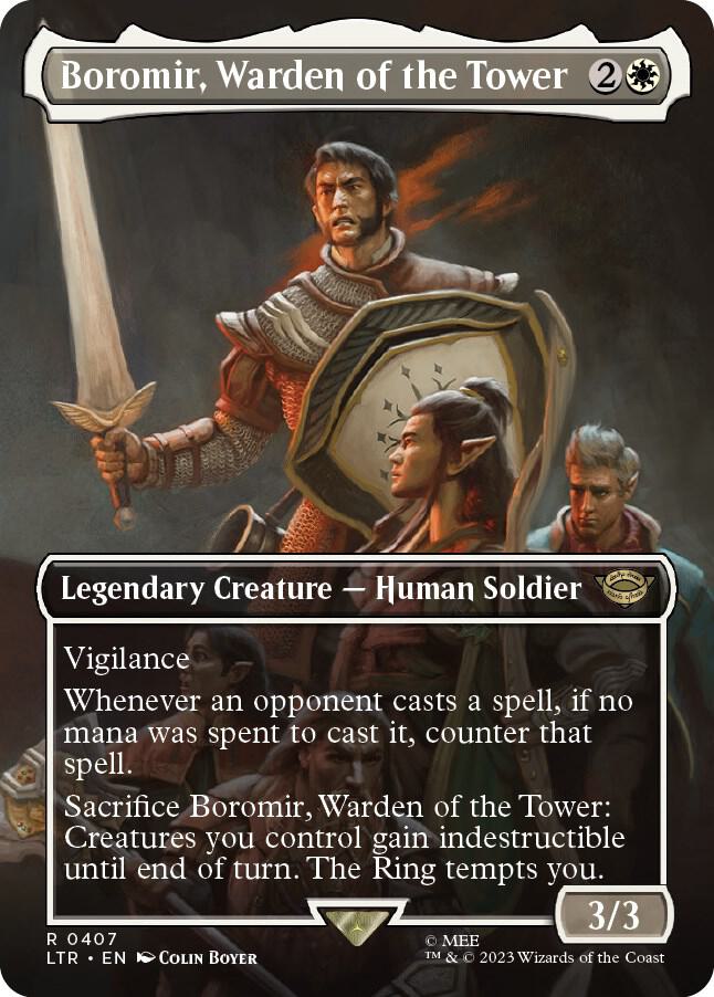 Boromir, Warden of the Tower (Borderless) 407 card from Universes Beyond: The Lord of the Rings: Tales of Middle-earth