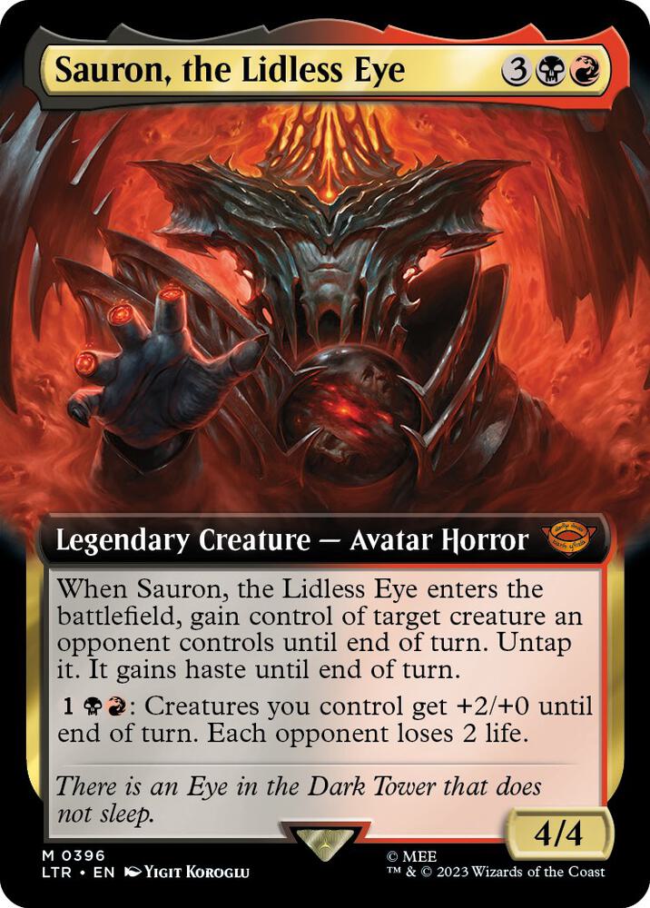 Sauron, the Lidless Eye (Extended Art) 396 card from Universes Beyond: The Lord of the Rings: Tales of Middle-earth