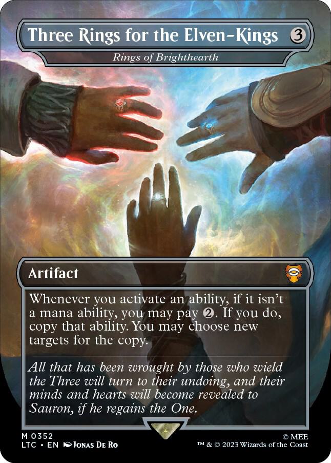 Three Rings for the Elven-Kings - Rings of Brighthearth (Borderless) 352 card from Commander: The Lord of the Rings: Tales of Middle-earth