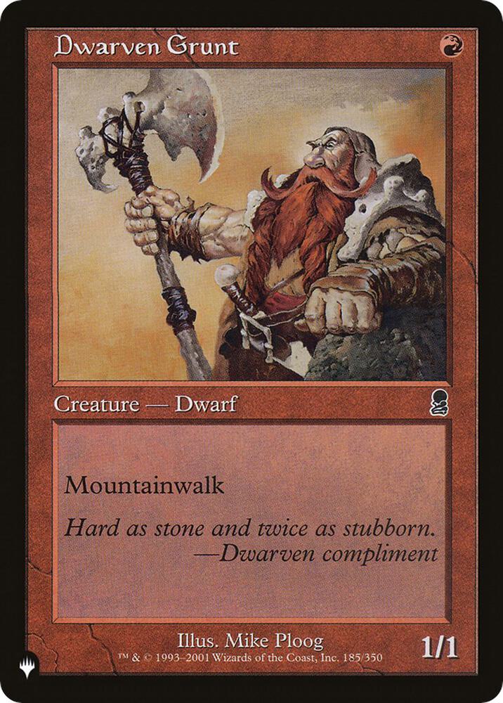 Dwarven Grunt 185/350 card from The List Reprints
