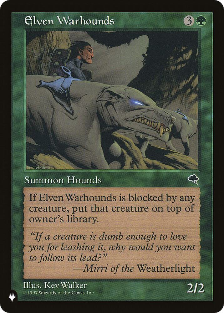 Elven Warhounds card from The List Reprints