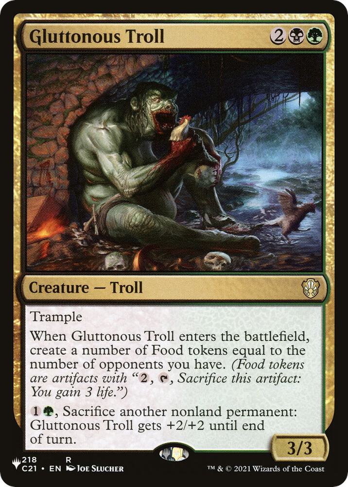 Gluttonous Troll 218/081 card from The List Reprints