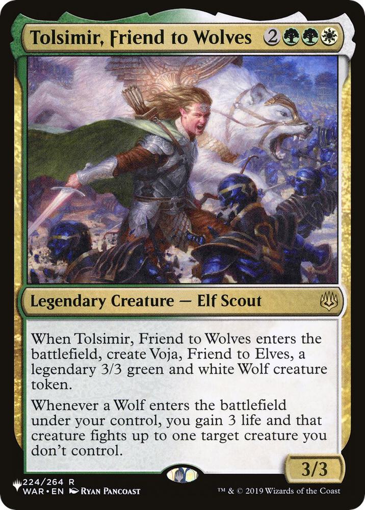 Tolsimir, Friend to Wolves 224/264 card from The List Reprints