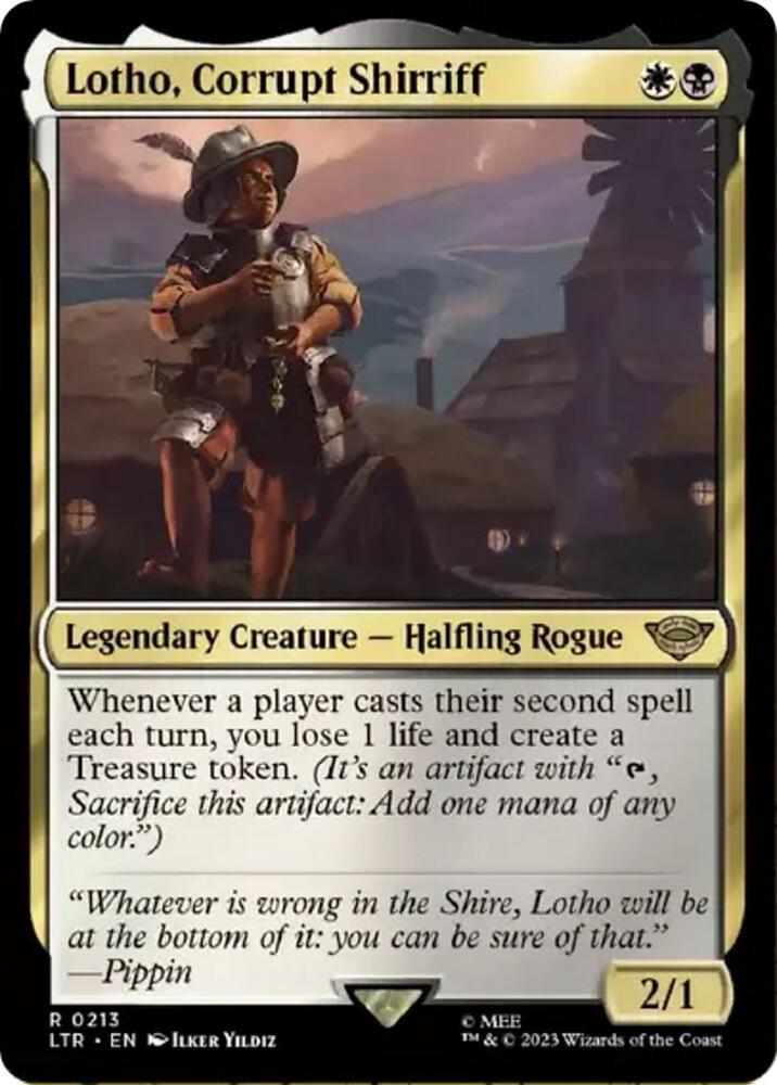 Lotho, Corrupt Shirriff 213 card from Universes Beyond: The Lord of the Rings: Tales of Middle-earth