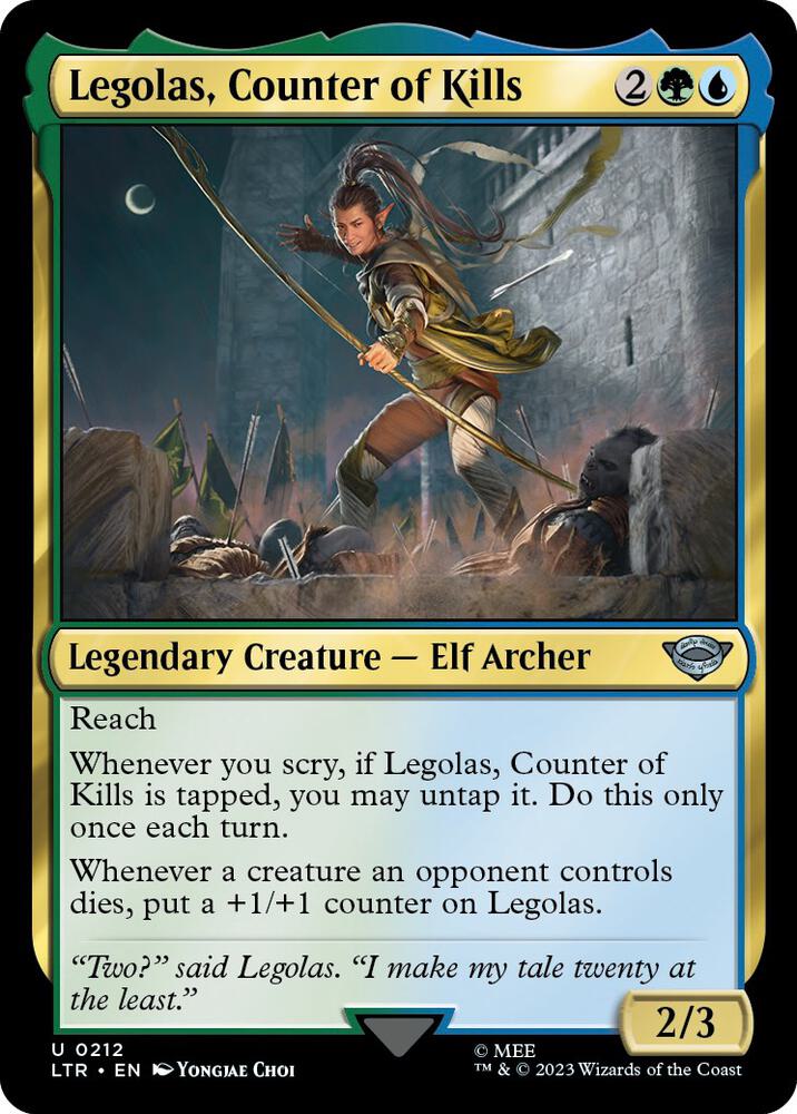 Legolas, Counter of Kills 212 card from Universes Beyond: The Lord of the Rings: Tales of Middle-earth