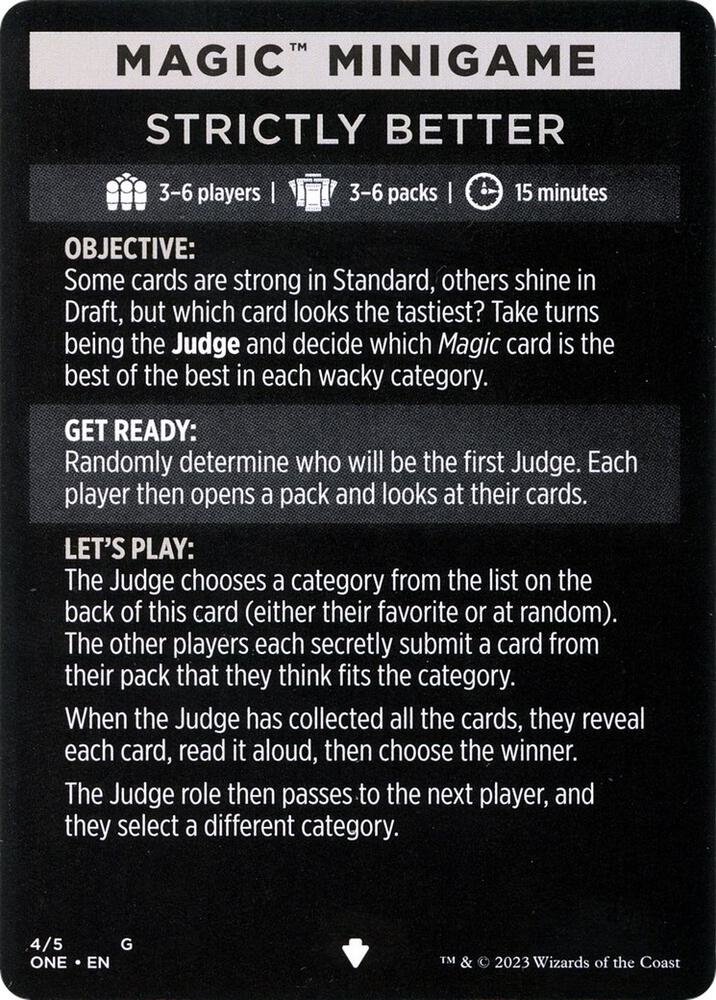 Magic Minigame: Strictly Better 4 card from Phyrexia: All Will Be One