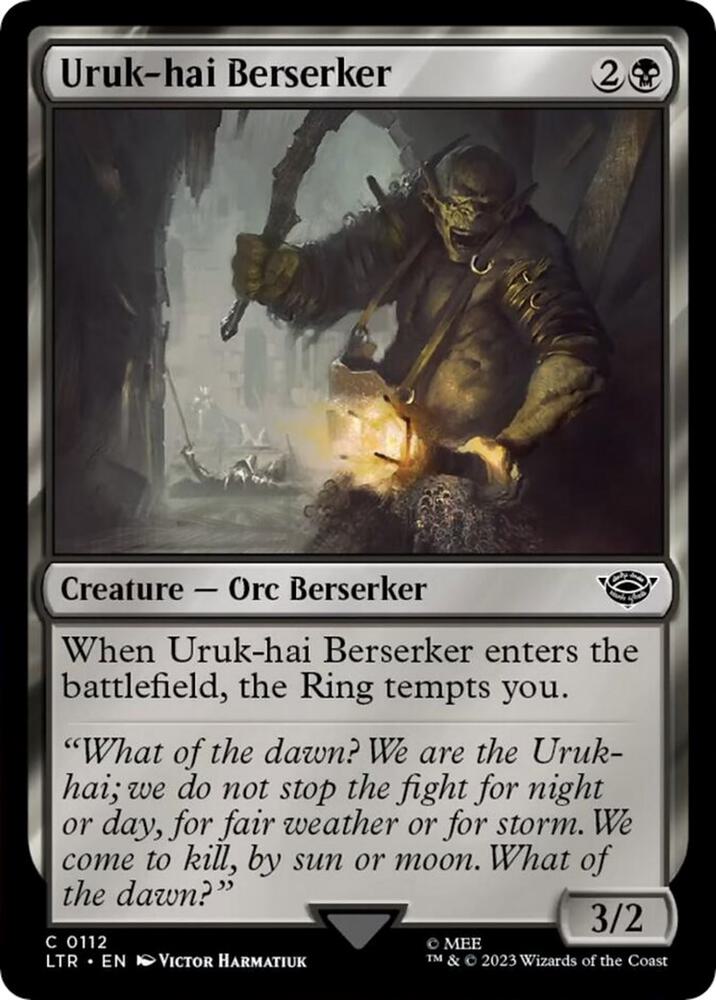 Uruk-hai Berserker 112 card from Universes Beyond: The Lord of the Rings: Tales of Middle-earth
