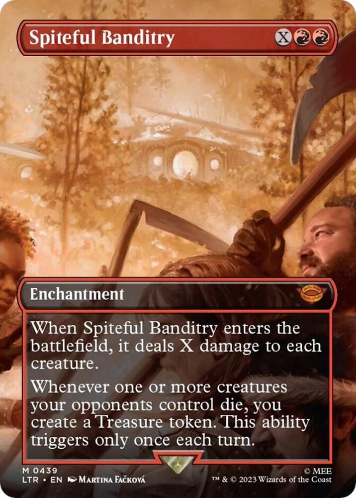 Spiteful Banditry (Borderless) 439 card from Universes Beyond: The Lord of the Rings: Tales of Middle-earth