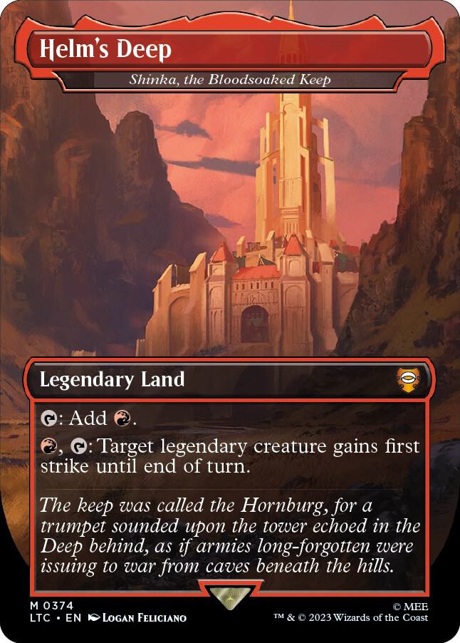 Helm's Deep - Shinka, the Bloodsoaked Keep (Borderless) 374 card from Commander: The Lord of the Rings: Tales of Middle-earth