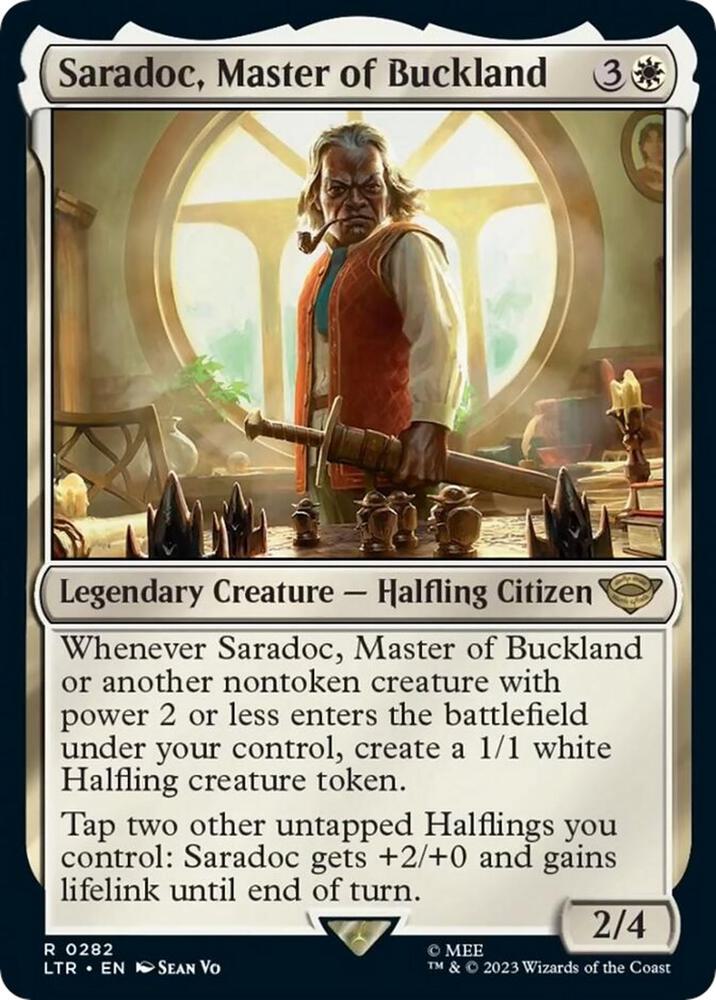 Saradoc, Master of Buckland 282 card from Universes Beyond: The Lord of the Rings: Tales of Middle-earth