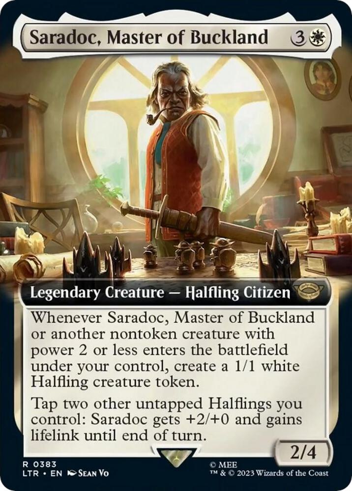 Saradoc, Master of Buckland (Extended Art) 383 card from Universes Beyond: The Lord of the Rings: Tales of Middle-earth