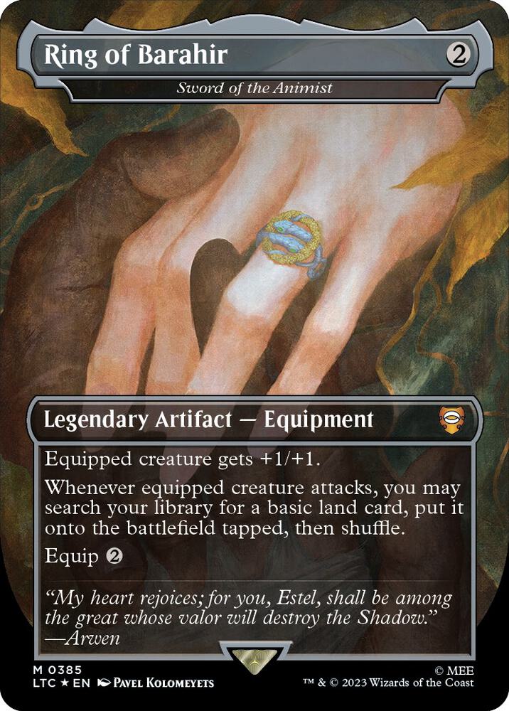Ring of Barahir - Sword of the Animist (Borderless) (Surge Foil) 385 card from Commander: The Lord of the Rings: Tales of Middle-earth