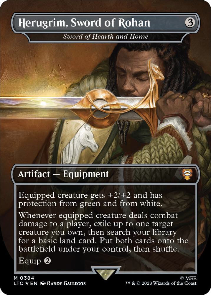 Herugrim, Sword of Rohan - Sword of Hearth and Home (Borderless) (Surge Foil) 384 card from Commander: The Lord of the Rings: Tales of Middle-earth