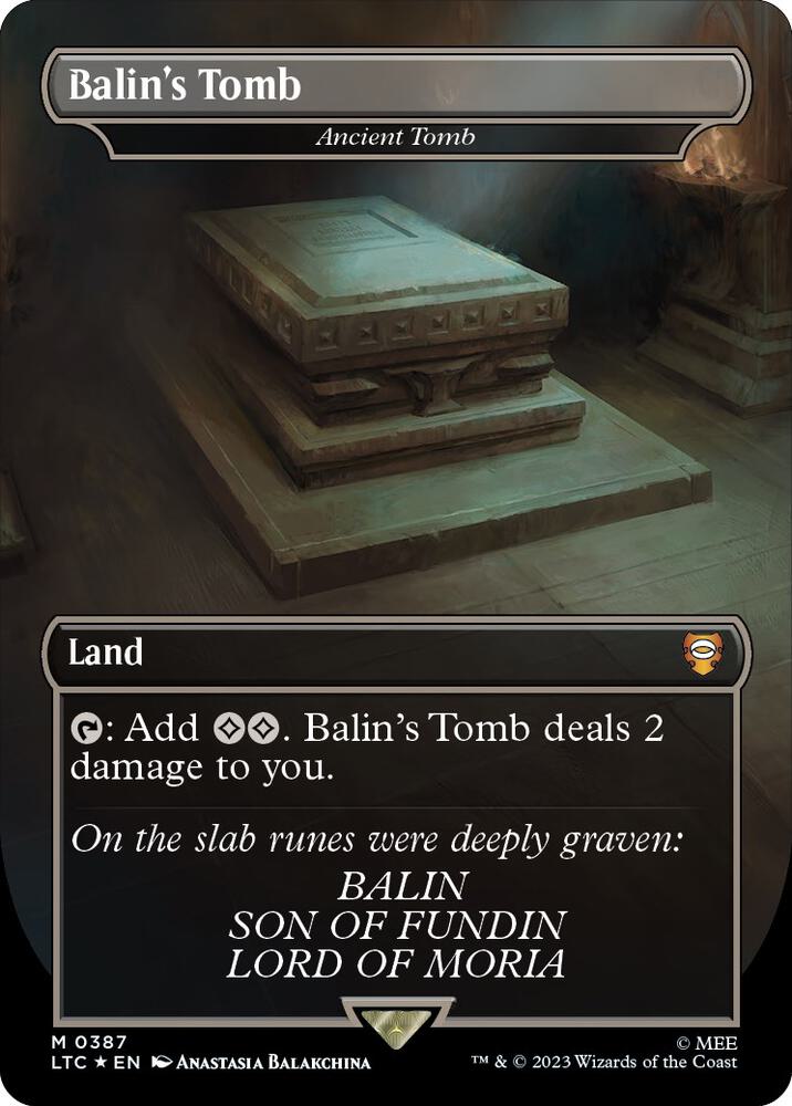 Balin's Tomb - Ancient Tomb (Borderless) (Surge Foil) 387 card from Commander: The Lord of the Rings: Tales of Middle-earth