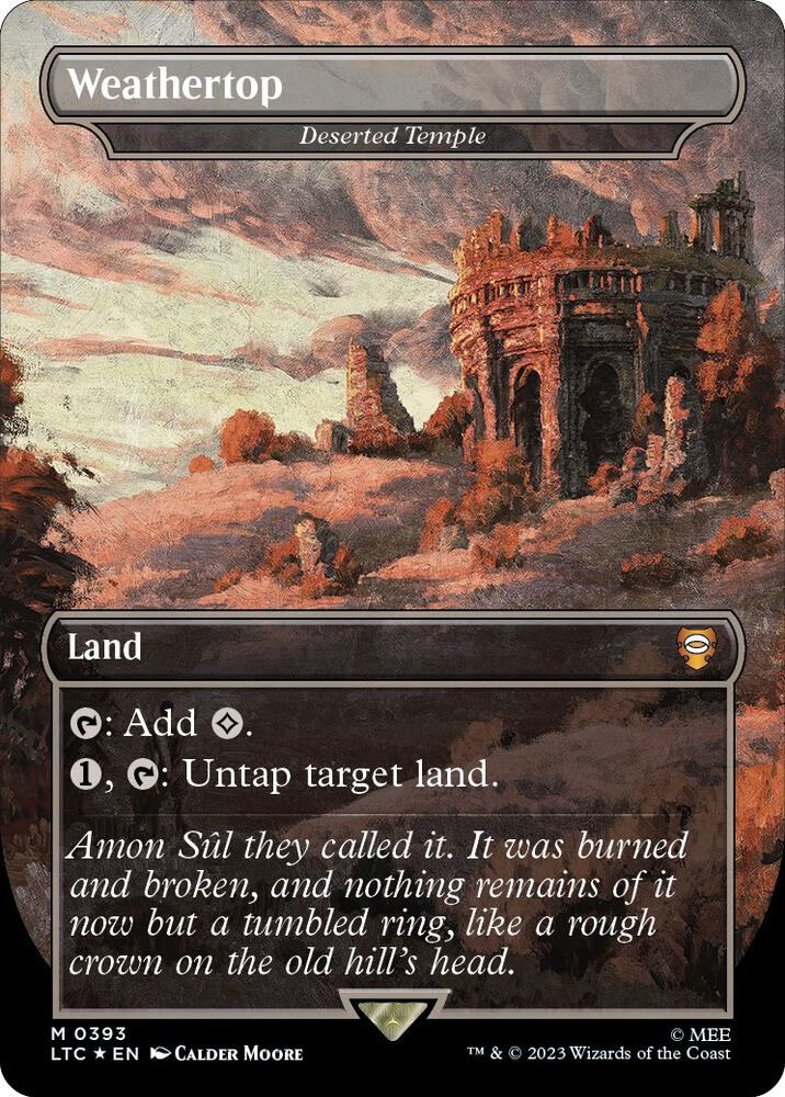 Weathertop - Deserted Temple (Borderless) (Surge Foil) 393 card from Commander: The Lord of the Rings: Tales of Middle-earth