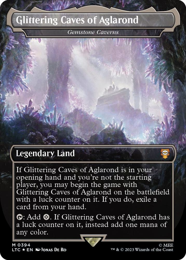 Glittering Caves of Aglarond - Gemstone Caverns (Borderless) (Surge Foil) 394 card from Commander: The Lord of the Rings: Tales of Middle-earth