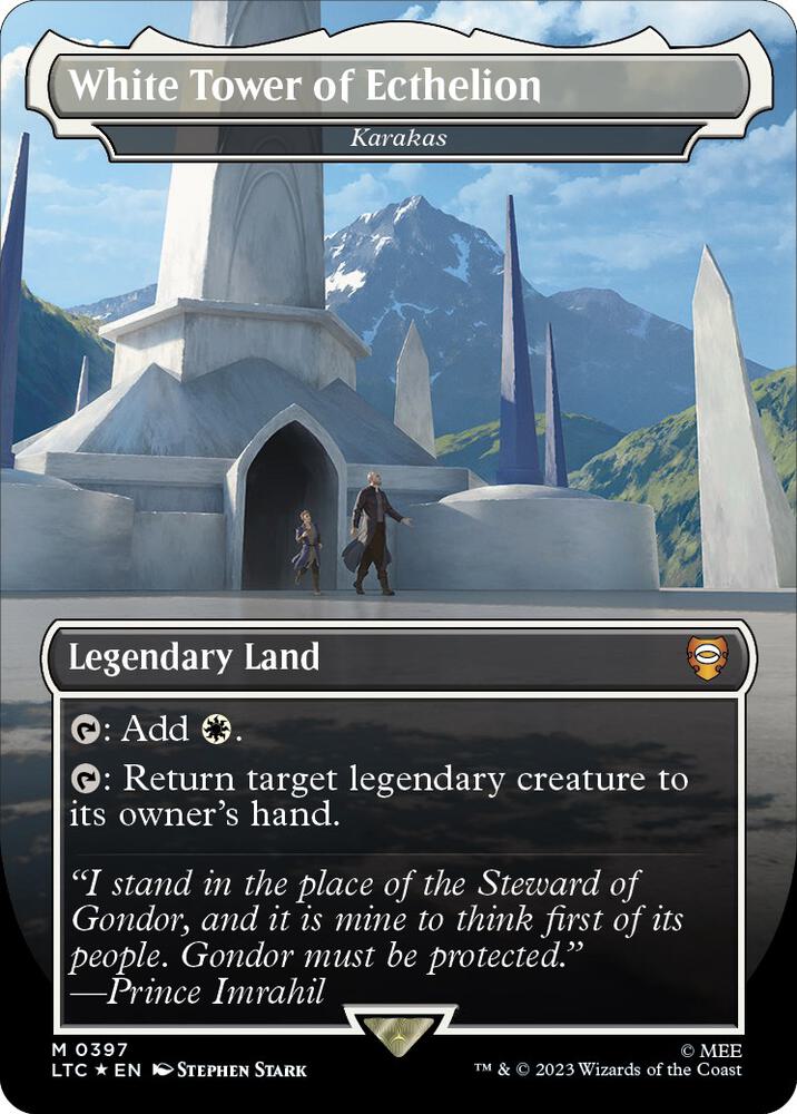 White Tower of Ecthelion - Karakas (Borderless) (Surge Foil) 397 card from Commander: The Lord of the Rings: Tales of Middle-earth