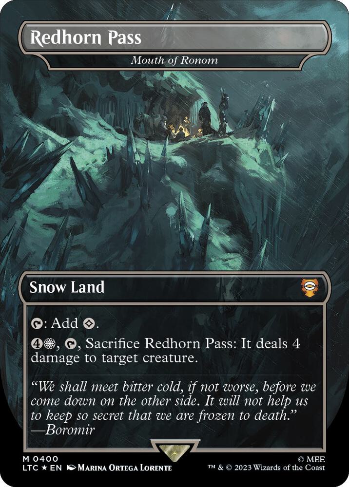 Redhorn Pass - Mouth of Ronom (Borderless) (Surge Foil) 400 card from Commander: The Lord of the Rings: Tales of Middle-earth