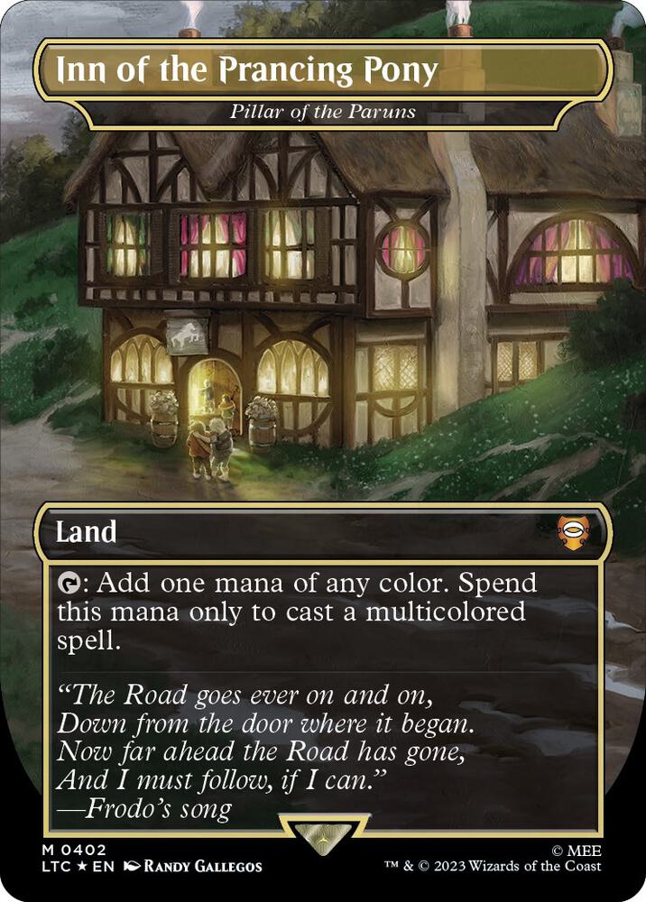 Inn of the Prancing Pony - Pillar of the Paruns (Borderless) (Surge Foil) 402 card from Commander: The Lord of the Rings: Tales of Middle-earth
