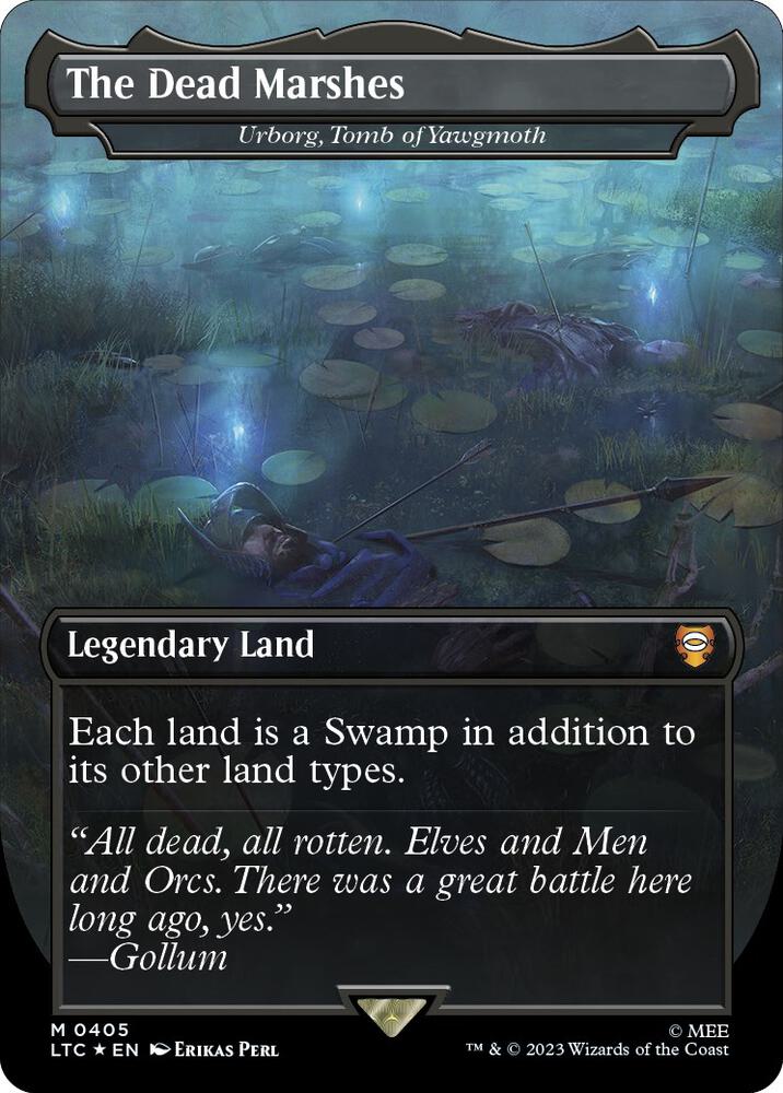 The Dead Marshes - Urborg, Tomb of Yawgmoth (Borderless) (Surge Foil) 405 card from Commander: The Lord of the Rings: Tales of Middle-earth