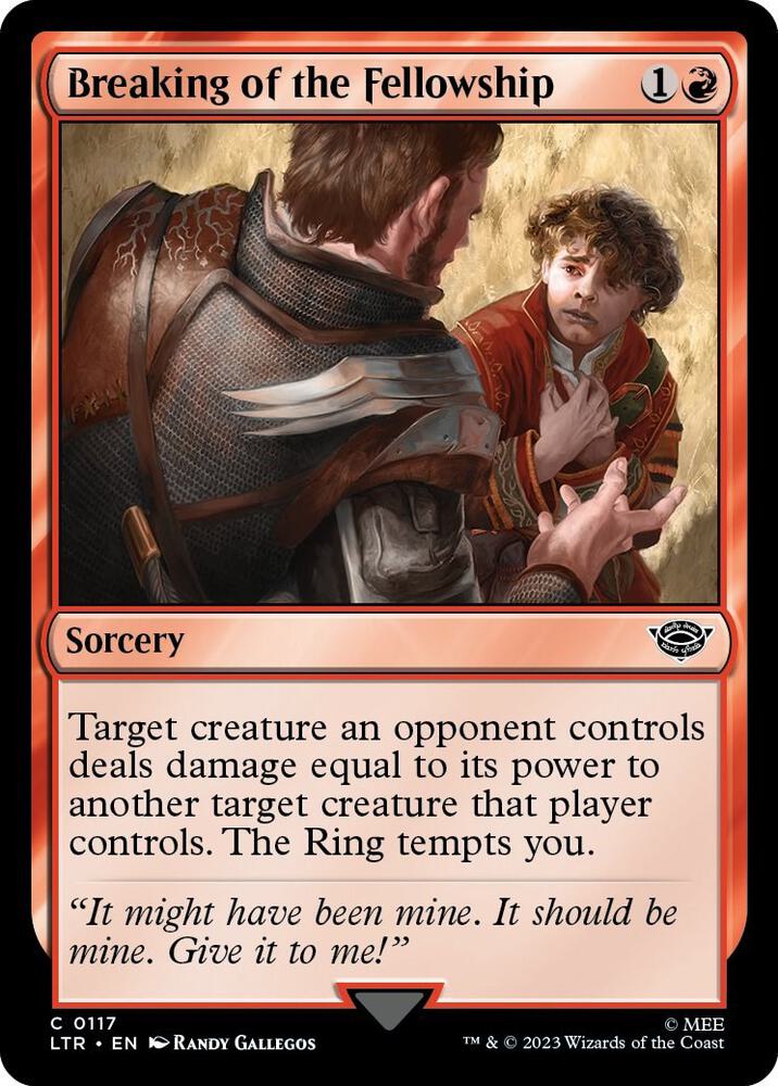Breaking of the Fellowship 117 card from Universes Beyond: The Lord of the Rings: Tales of Middle-earth