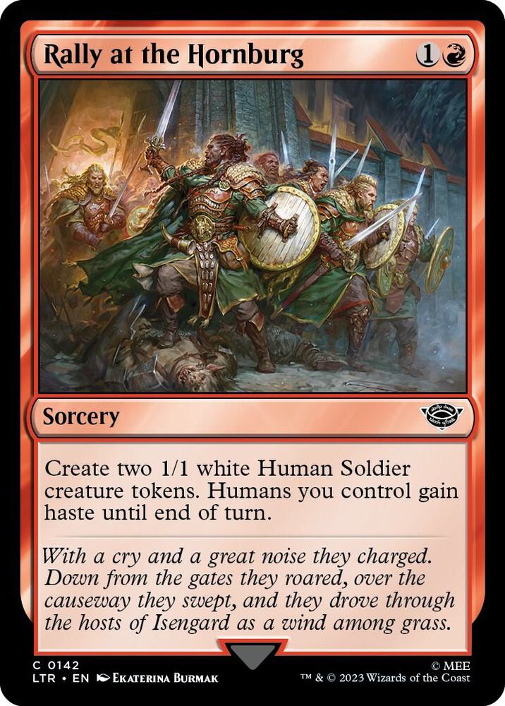 Rally at the Hornburg 142 card from Universes Beyond: The Lord of the Rings: Tales of Middle-earth