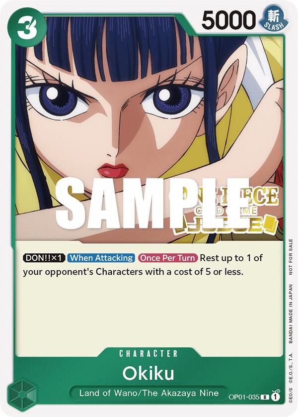 Okiku (Judge) OP01-035 card from One Piece Promotion Cards