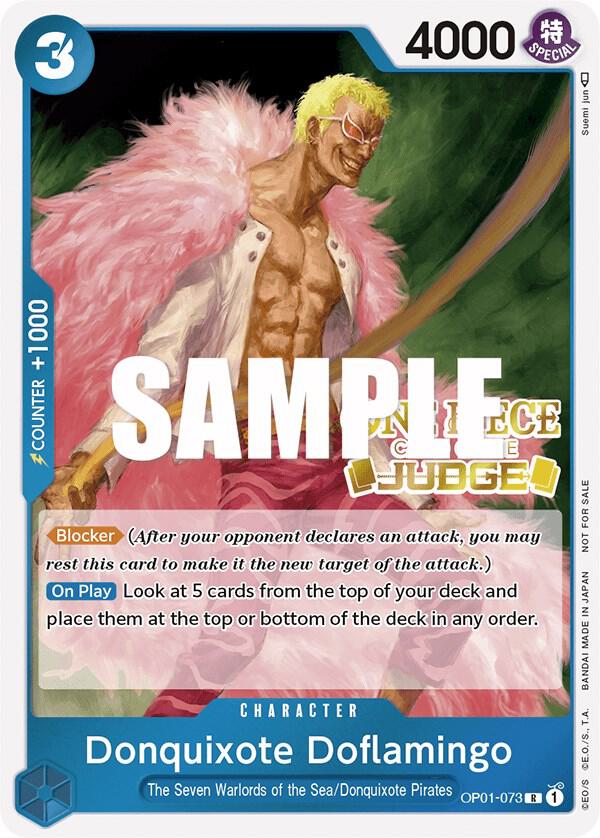 Donquixote Doflamingo (Judge) OP01-073 card from One Piece Promotion Cards
