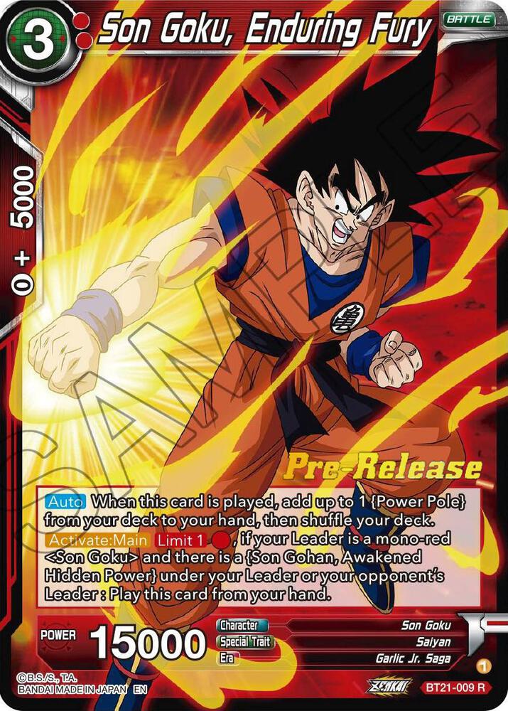 Son Goku, Enduring Fury BT21-009 card from Wild Resurgence Pre-Release Cards