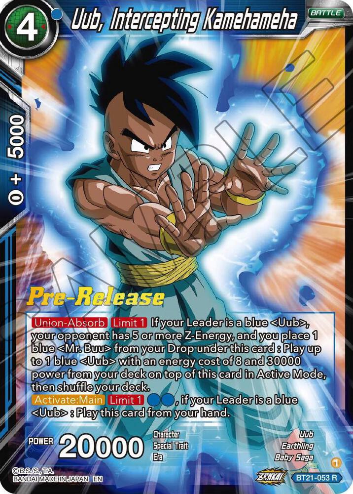 Uub, Intercepting Kamehameha BT21-053 card from Wild Resurgence Pre-Release Cards