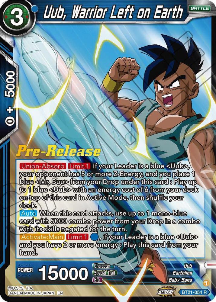 Uub, Warrior Left on Earth BT21-054 card from Wild Resurgence Pre-Release Cards