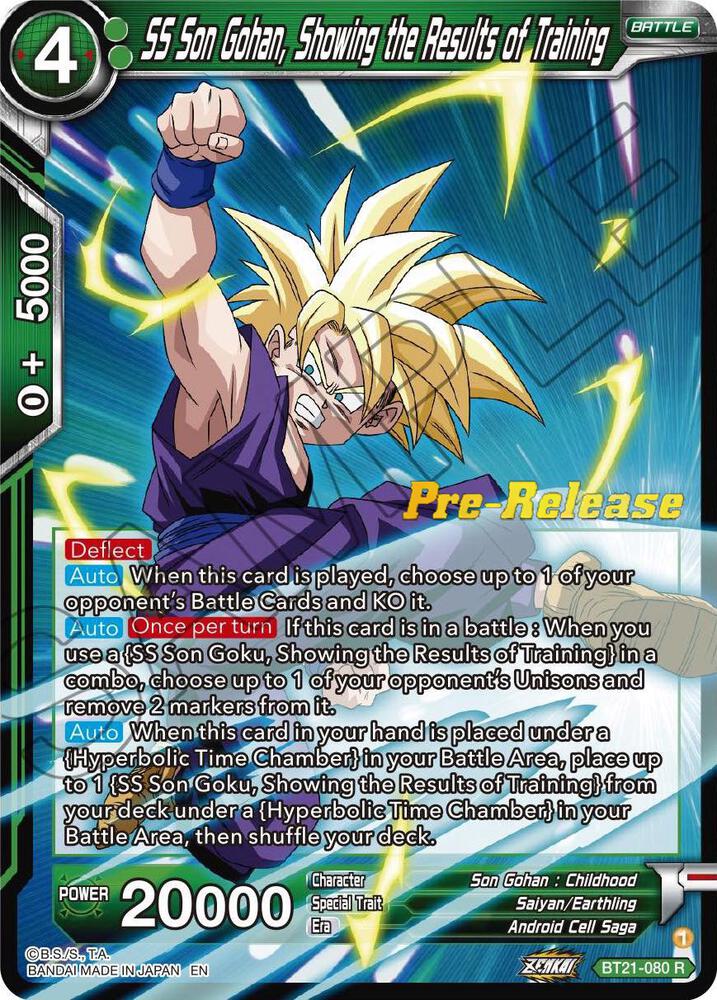 SS Son Gohan, Showing the Results of Training BT21-080 card from Wild Resurgence Pre-Release Cards