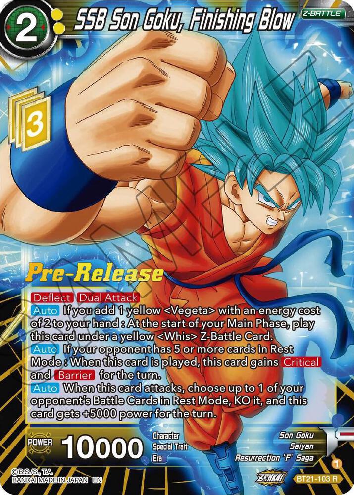 SSB Son Goku, Finishing Blow BT21-103 card from Wild Resurgence Pre-Release Cards