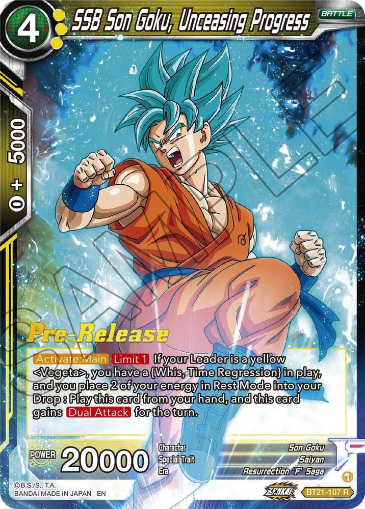 SSB Son Goku, Unceasing Progress BT21-107 card from Wild Resurgence Pre-Release Cards