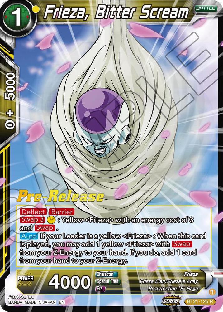 Frieza, Bitter Scream BT21-125 card from Wild Resurgence Pre-Release Cards