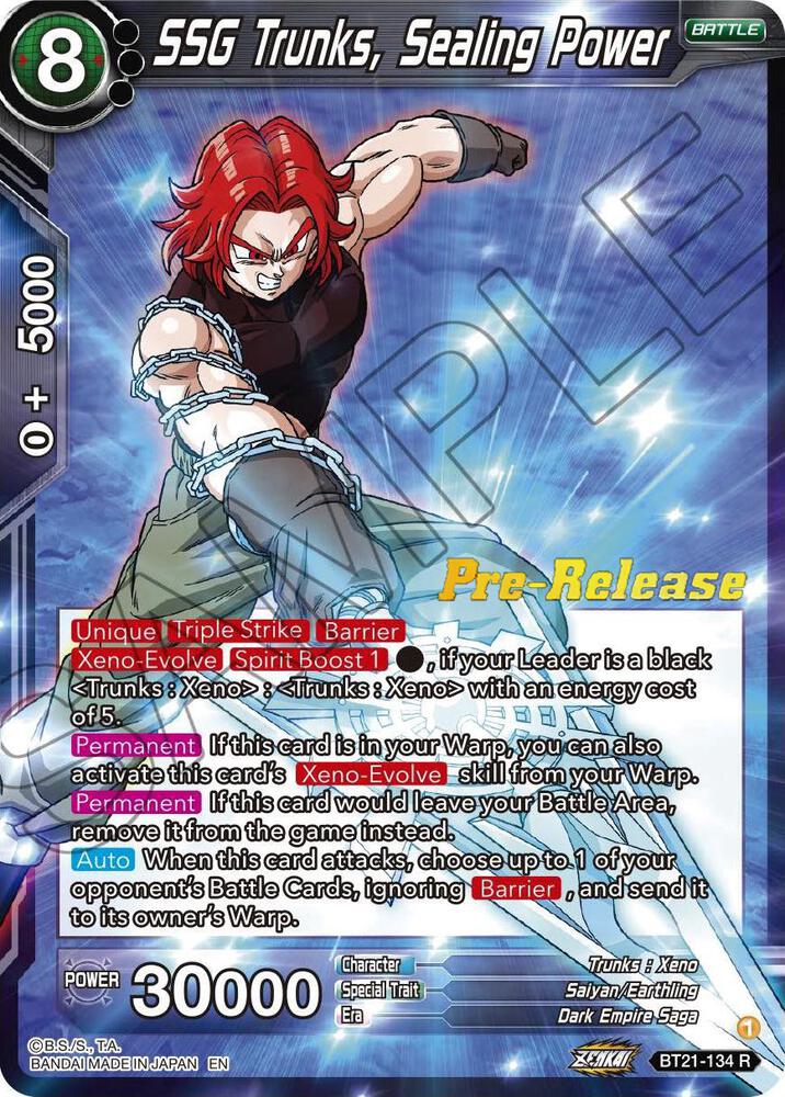 SSG Trunks, Sealing Power BT21-134 card from Wild Resurgence Pre-Release Cards