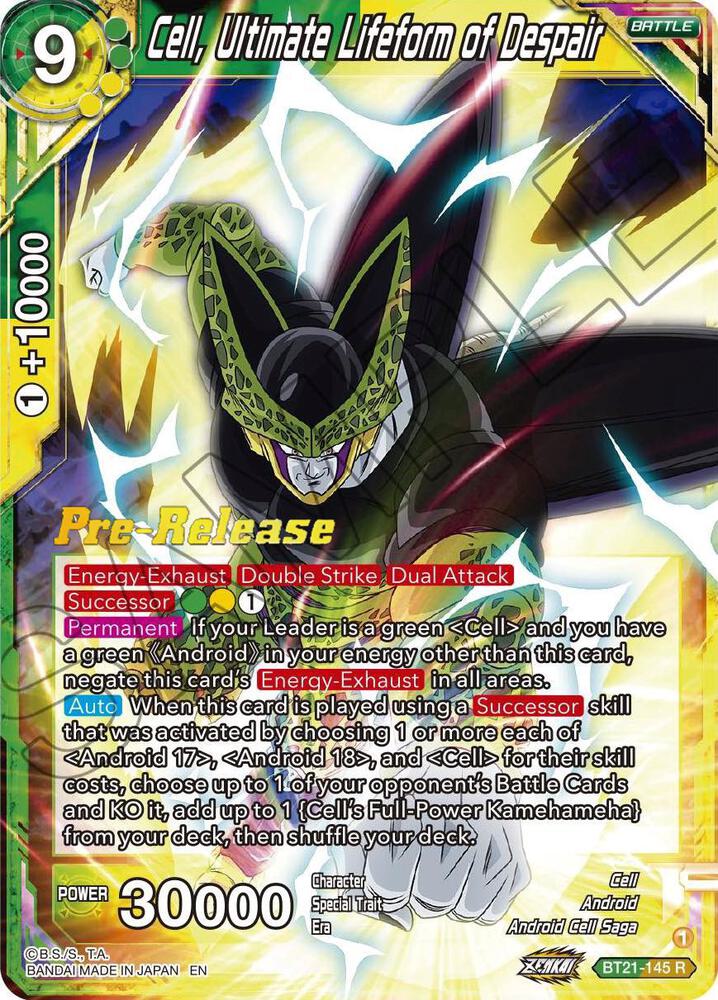 Cell, Ultimate Lifeform of Despair BT21-145 card from Wild Resurgence Pre-Release Cards