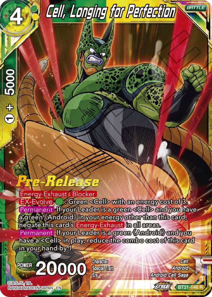 Cell, Longing for Perfection BT21-146 card from Wild Resurgence Pre-Release Cards