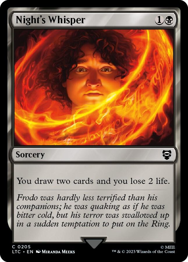 Night's Whisper 205 card from Commander: The Lord of the Rings: Tales of Middle-earth